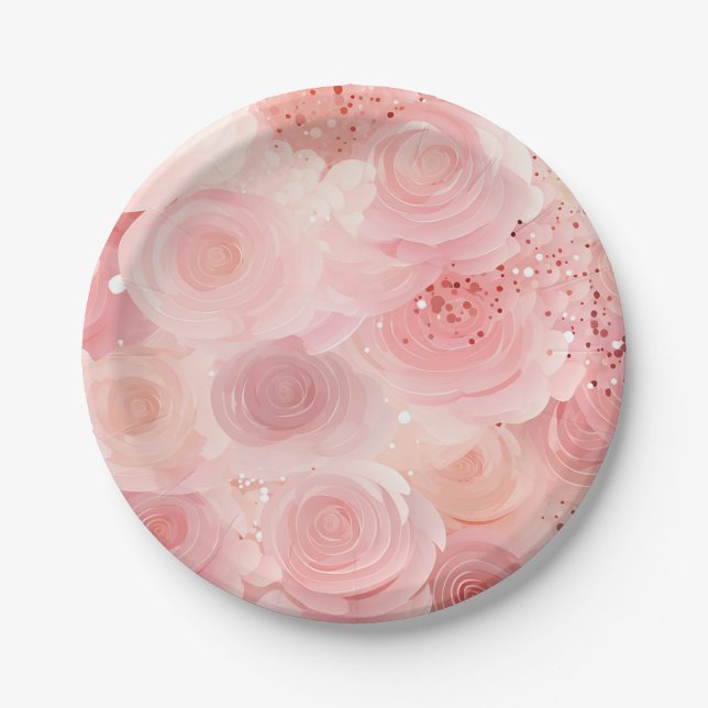 Pastell-Rose-Papier-Teller Pappteller (Vorderseite)