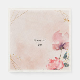 Pastell-Rose und goldenes Rahmen elegantes Templat Serviette