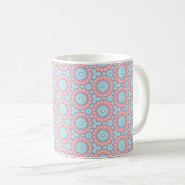 Pastell-Rosetten-Geometrie Kaffeetasse (VorderseiteRechts)