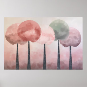 Pastell-Rundbaumhain-Blush-Sage-Kunst Poster