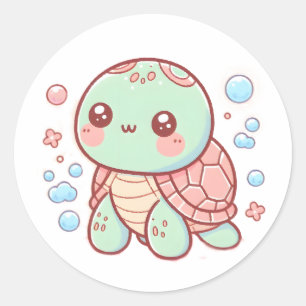 Pastell-Schildkröten-Design, süße weiche Schildkrö Runder Aufkleber