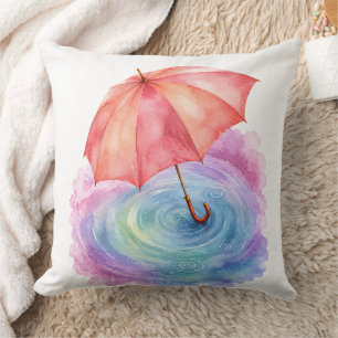 Pastell-Schirm-Regen-Wellen-Wasserfarben-Kunst Kissen