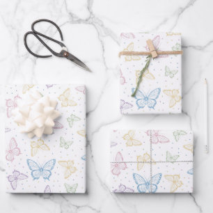 Pastell-Schmetterling-Verpackungspapier, Insekt Ge Geschenkpapier Set