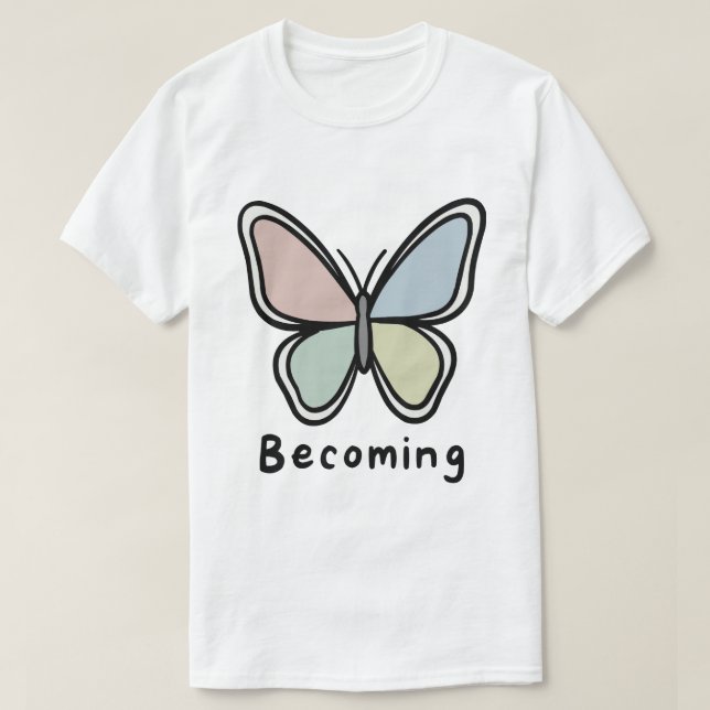 Pastell-Schmetterling Werden T-Shirt (Design vorne)
