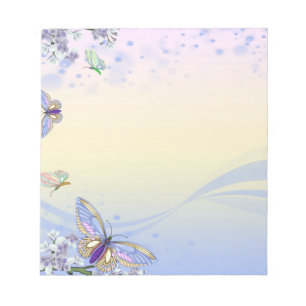 Pastell Schöne Schmetterlinge und Blumen Notizblock