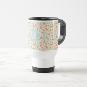 Pastell Schönes Frühlingsblumenmuster Monogramm Reisebecher