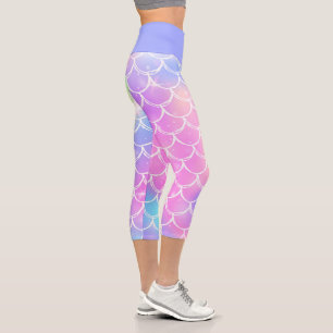 Pastell-Schuppen der Meerjungfrau Capri Leggings