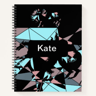 Pastell Schwarz Blau Pink Grau abstrakt Notizbuch