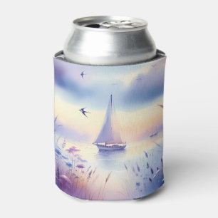 Pastell Segelboot Küsten Traumlandschaft Dosenkühler