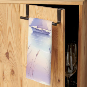 Pastell-Segelschiff-Küsten-Traumlandschaft Geschirrtuch