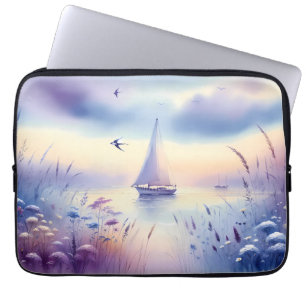 Pastell-Segelschiff-Küsten-Traumlandschaft Laptopschutzhülle