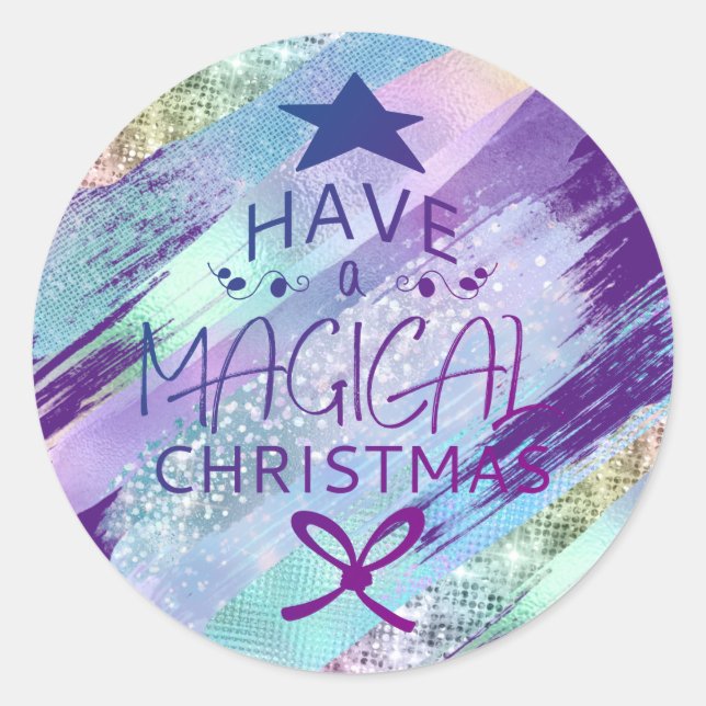 Pastell Shimmer Glitzer Weihnachtskleber Runder Aufkleber (Vorderseite)