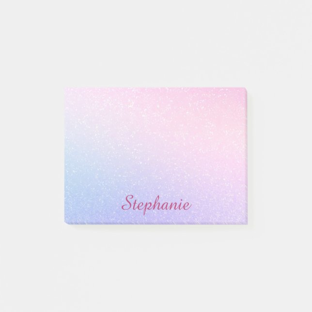 Pastell Smooth Lila Pink Blue Glitzer Post-it Klebezettel (Vorderseite)