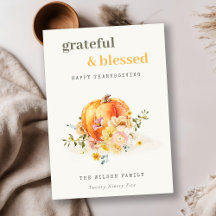 Pastell Soft Watercolor Floral Pumpkin Erntedank