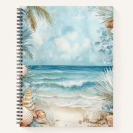 PASTELL-SOMMERSTRANDSZENE MIT MEERESSCHNECKEN NOTIZBUCH