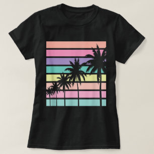 Pastell-Sonnenuntergang Palmen Kunst T-Shirt