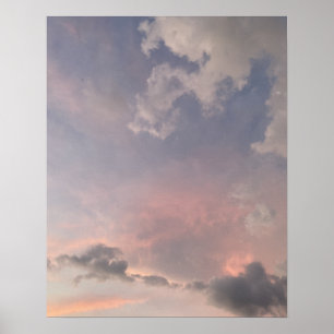 Pastell-Sonnenuntergangs-Himmel Sanfte rosa Wolken Poster