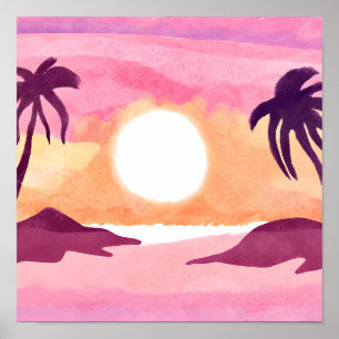 Pastell-Sonnenuntergangs-Lagune Poster