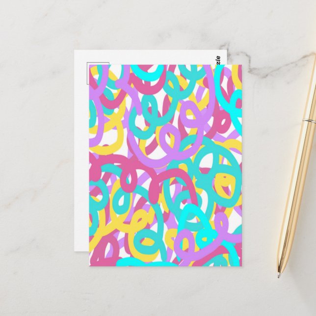 Pastell Spiralen Abstrakt drucken Postkarte (Vorderseite/Rückseite Beispiel)
