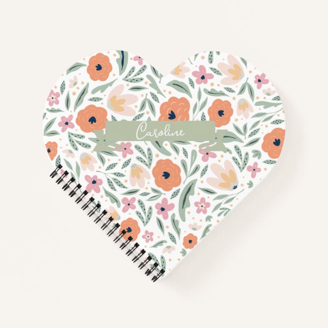 Pastell Spring Floral Muster Notizbuch (Vorderseite)
