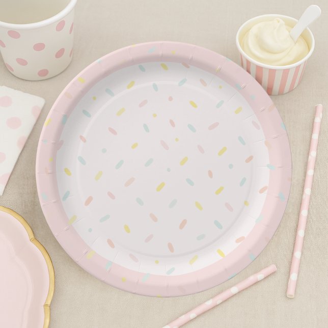 Pastell-Sprinkle-Konfetti-Rosa-Eiscreme-Geburtstag Pappteller (Von Creator hochgeladen)