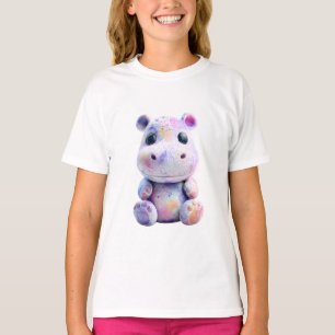 Pastell-Spritzer-Galaxie-Nilpferd-Kinder T-Shirt