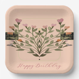 Pastell Square Designer Floral Pappteller