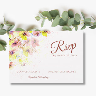 Pastell-Stiefmütterchen-Pfirsich-Gelb-Blumen-Roman RSVP Karte