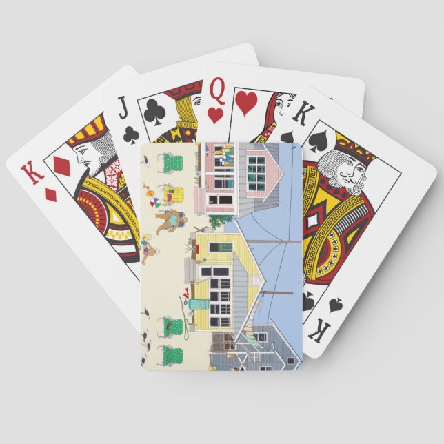 Pastell-Strandhäuser Spielkarten (Rückseite)