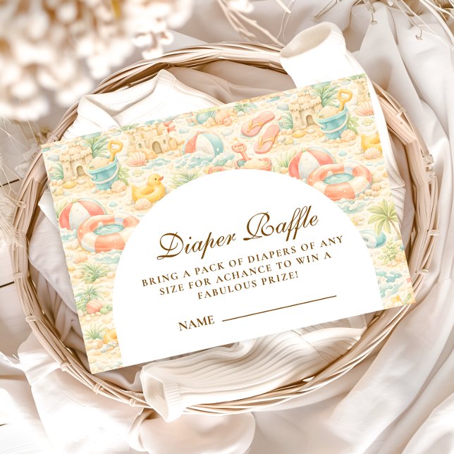 Pastell-Strandtiere Windel-Raffle Begleitkarte (Von Creator hochgeladen)