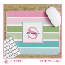 Pastell Streifen Monogramm Mauspad