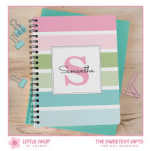 Pastell Streifen Monogrammiert