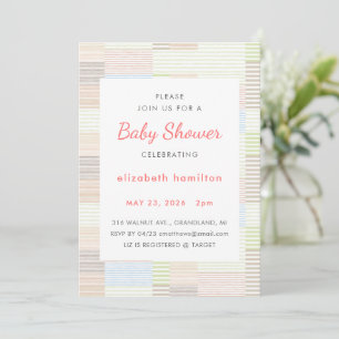 Pastell-Streifen-Patchwork-Einladung zur Babyparty Einladung