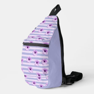 Pastell-Streifenmuster mit Gänseblümchen Crossbody Bag
