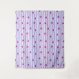 Pastell-Streifenmuster mit Gänseblümchen Wandteppich