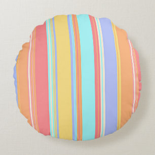Pastell-Streifenmuster Rundes Kissen
