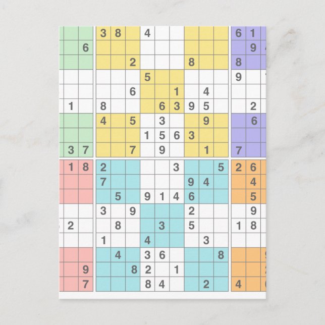 Pastell-Sudoku Postkarte (Vorderseite)