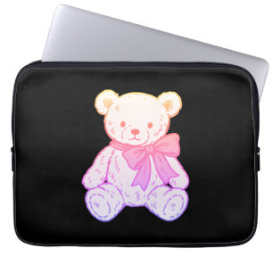 Pastell-Süß-Schrecklicher-Teddybär-Nahtloses Muste Laptopschutzhülle