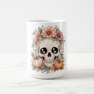 Pastell Süßer Totenkopf PNG Coquette Herbstblume Kaffeetasse