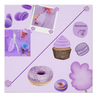 Pastell-Süßigkeiten-Collage Glänzendes Poster-Wand Poster