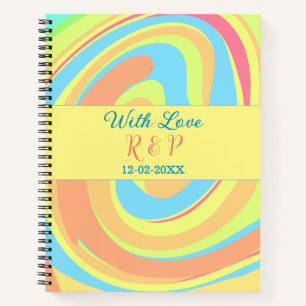 PASTELL-SWIRL RETRO NAME BUCHSTABE DATUM MODERN BO NOTIZBUCH