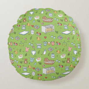 Pastell-Teddybär-Enten-Kinderzimmer-Kissen Rundes Kissen