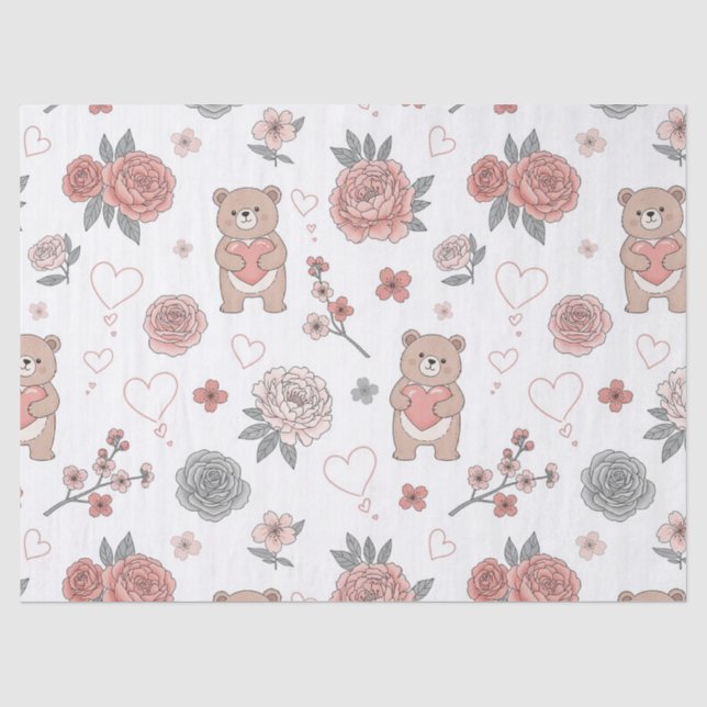 Pastell-Teddybär-Nursery-Muster Seidenpapier (Vorderseite)