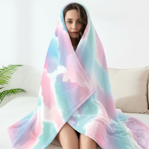 Pastell-Tie-Dye-Wolken-Traumhaft Sanfter Farbverla Fleecedecke
