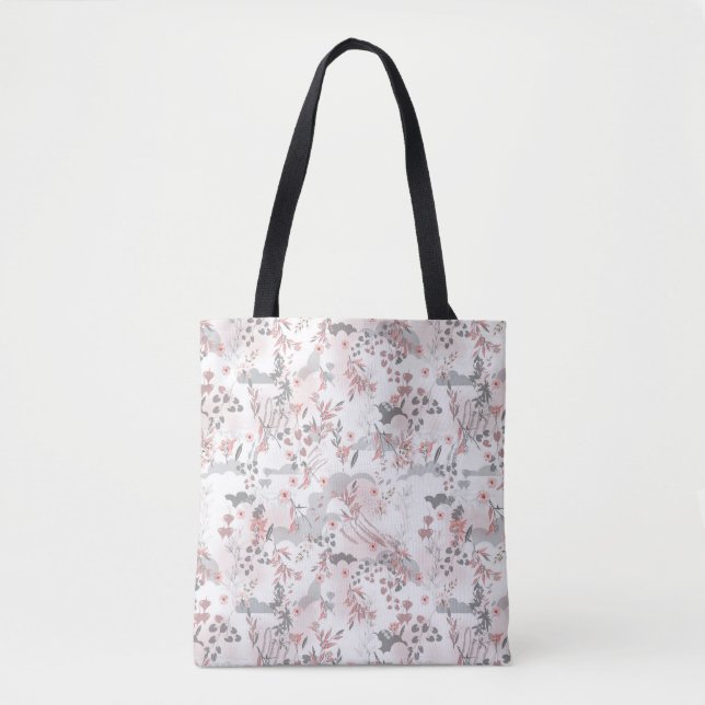 Pastell Tone Floral Nahtloses Muster Tasche (Vorderseite)