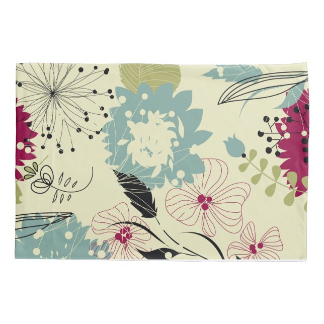 Pastell Tones Retro Blumendesign Kissenbezug (Rückseite)