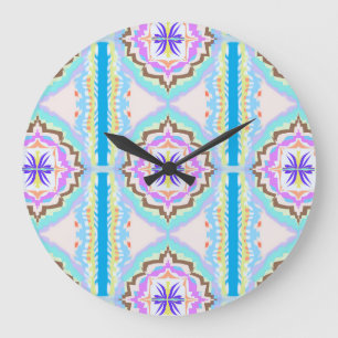 Pastell-Traum Boho-Geometrisches Kaleidoskop Große Wanduhr