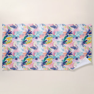 Pastell-Tropische Blumen-Strandtuch Strandtuch