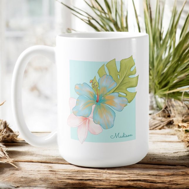 Pastell Tropisches Floral mit beliebigem Namen Kaffeetasse (Von Creator hochgeladen)
