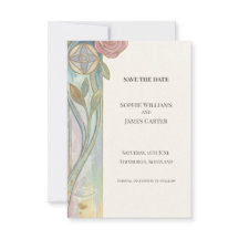 Pastell-Tulpe Art Nouveau Save-the-Date-Karte